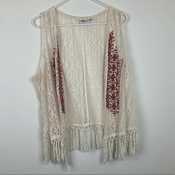 Cato Jackets & Blazers - Cato Lace Vest with Fringe Bottom